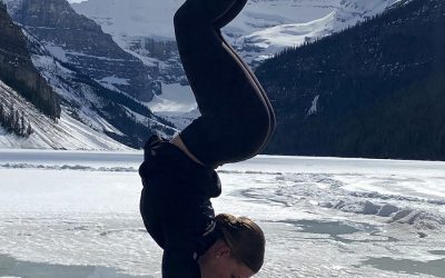 dancer handstand snow