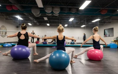 ballet leg stretching with ball
