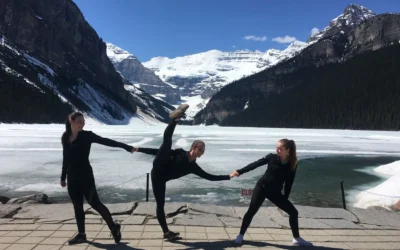 three senior ballet on lake
